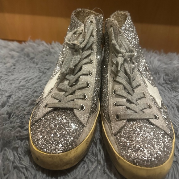 Golden Goose Silver glitter  Slide women’s high top  Sneakers - Picture 1 of 5